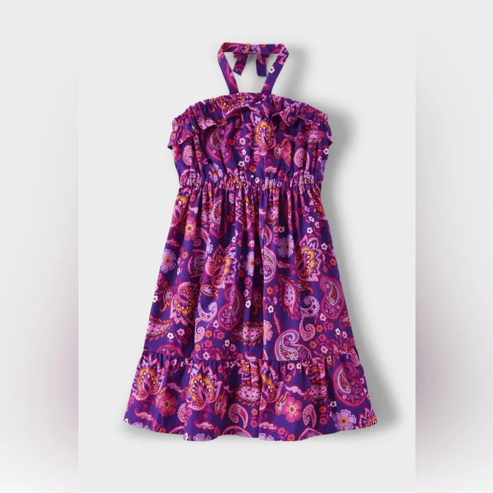 Gymboree Purple Paisley Island Spice Kids Dress Size 12 NWT 100% Cotton
